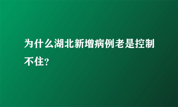为什么湖北新增病例老是控制不住？
