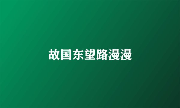 故国东望路漫漫