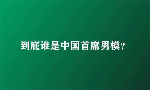 到底谁是中国首席男模？