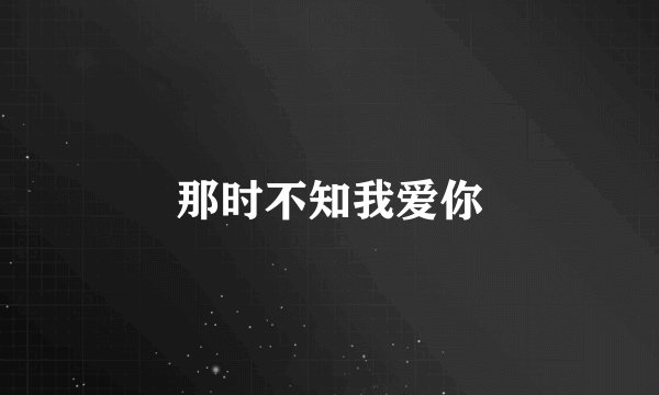 那时不知我爱你