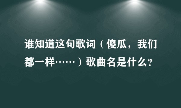 谁知道这句歌词（傻瓜，我们都一样……）歌曲名是什么？