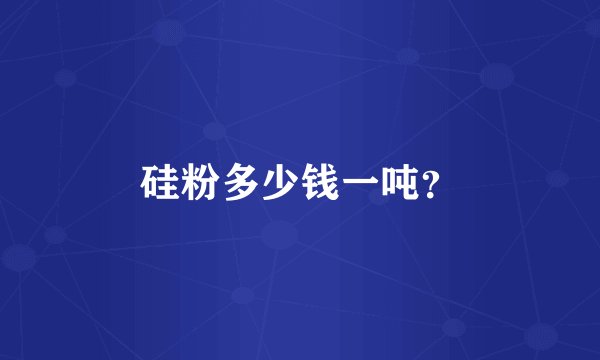 硅粉多少钱一吨？