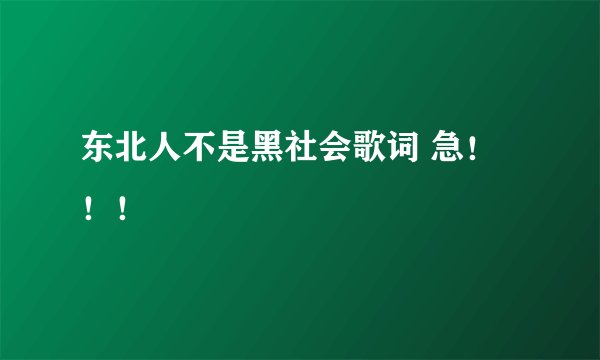 东北人不是黑社会歌词 急！！！