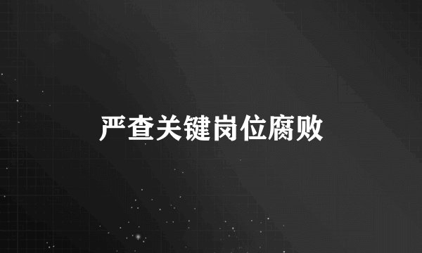 严查关键岗位腐败