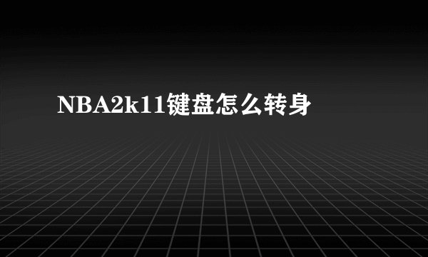 NBA2k11键盘怎么转身