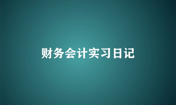 财务会计实习日记
