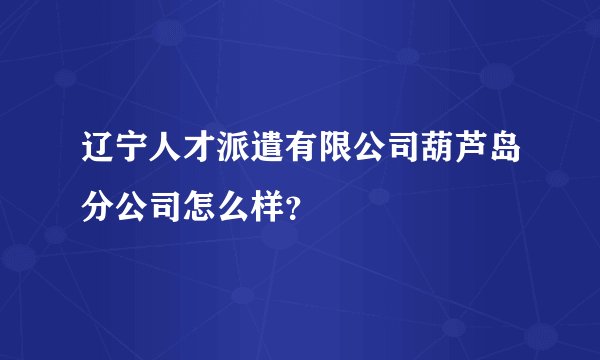 辽宁人才派遣有限公司葫芦岛分公司怎么样？