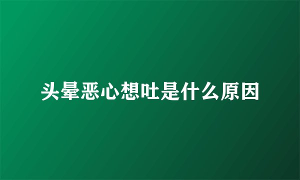 头晕恶心想吐是什么原因