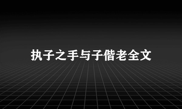 执子之手与子偕老全文