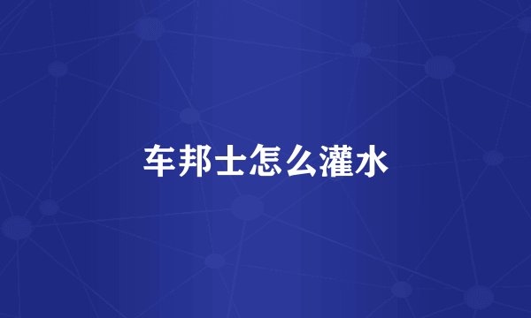 车邦士怎么灌水