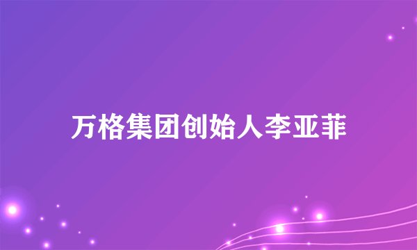 万格集团创始人李亚菲