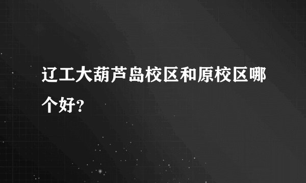 辽工大葫芦岛校区和原校区哪个好?