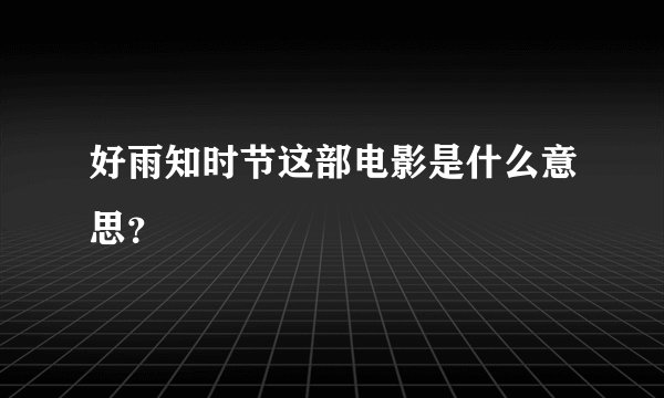 好雨知时节这部电影是什么意思？