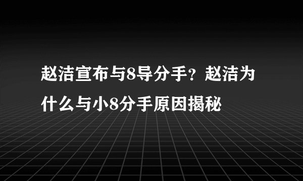 赵洁宣布与8导分手?赵洁为什么与小8分手原因揭秘