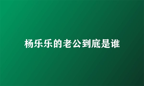 杨乐乐的老公到底是谁