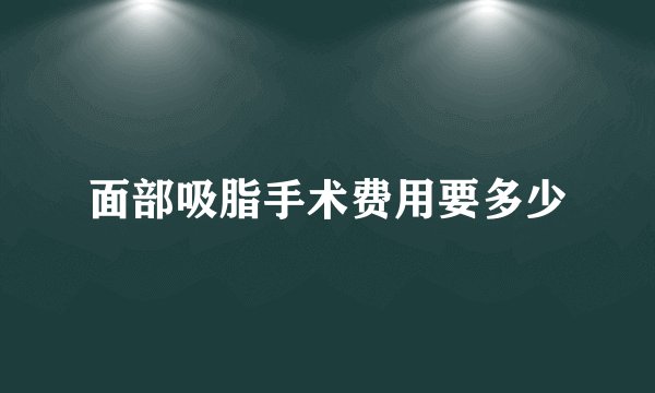 面部吸脂手术费用要多少