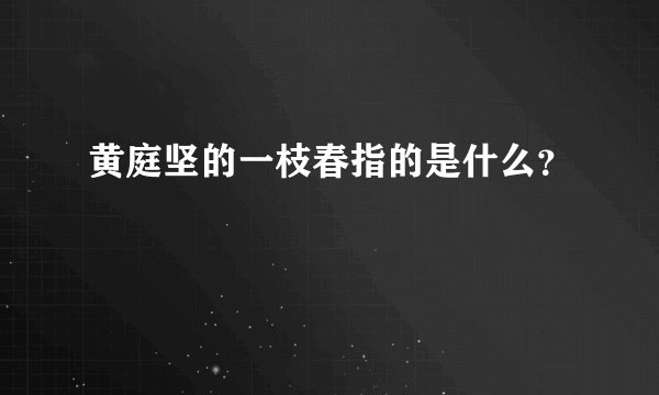 黄庭坚的一枝春指的是什么？