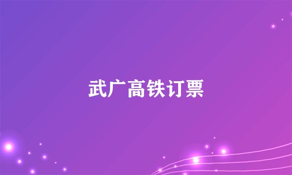 武广高铁订票