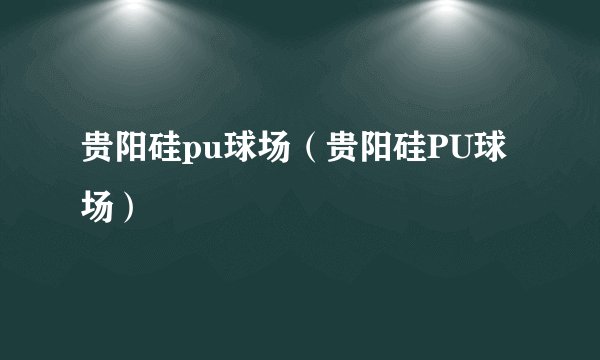 贵阳硅pu球场（贵阳硅PU球场）