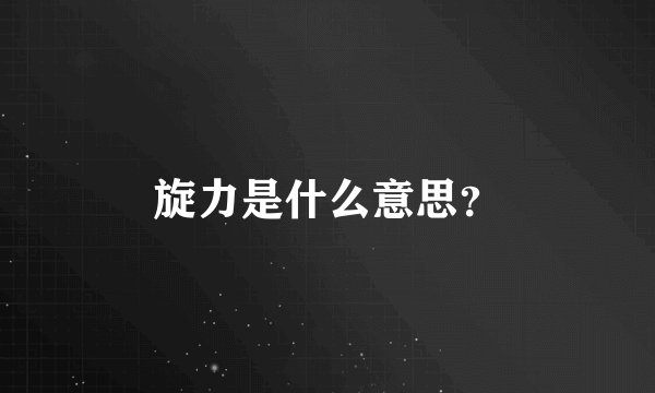 旋力是什么意思？