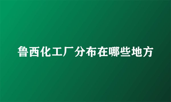 鲁西化工厂分布在哪些地方