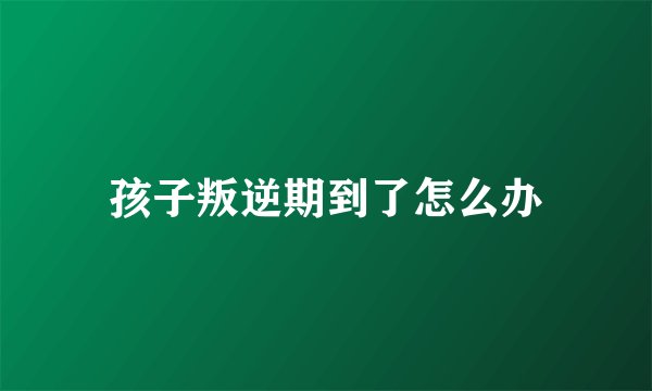 孩子叛逆期到了怎么办