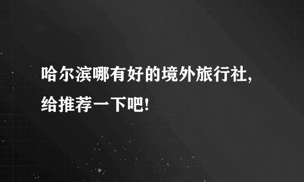 哈尔滨哪有好的境外旅行社,给推荐一下吧!