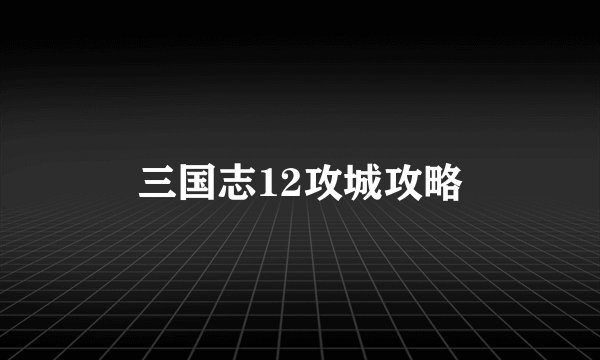 三国志12攻城攻略