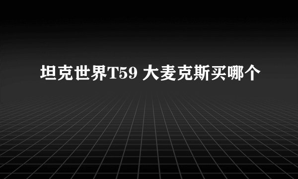 坦克世界T59 大麦克斯买哪个
