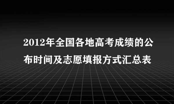 2012年全国各地高考成绩的公布时间及志愿填报方式汇总表