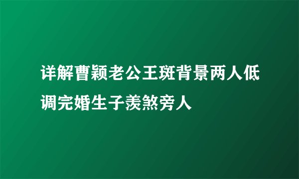 详解曹颖老公王斑背景两人低调完婚生子羡煞旁人