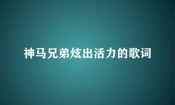 神马兄弟炫出活力的歌词