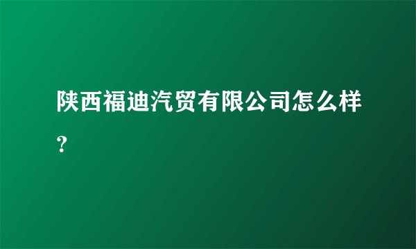 陕西福迪汽贸有限公司怎么样?