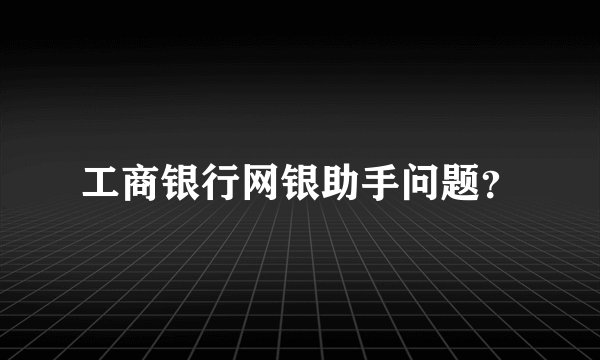 工商银行网银助手问题？