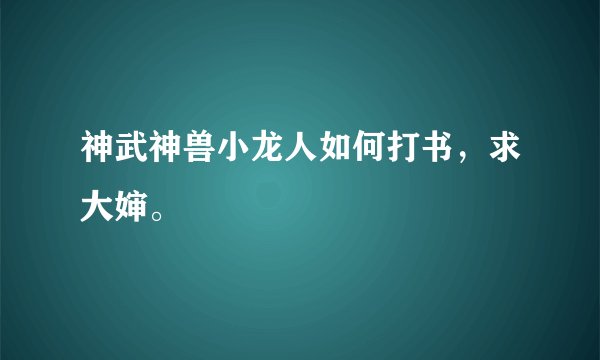 神武神兽小龙人如何打书，求大婶。
