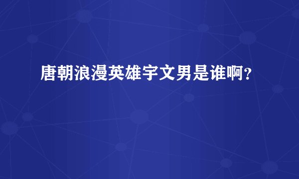 唐朝浪漫英雄宇文男是谁啊？