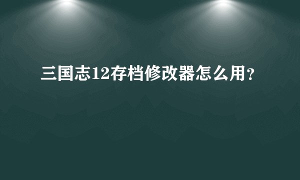 三国志12存档修改器怎么用？