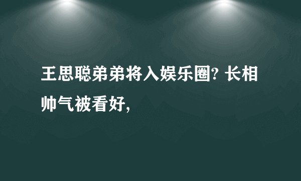 王思聪弟弟将入娱乐圈? 长相帅气被看好,