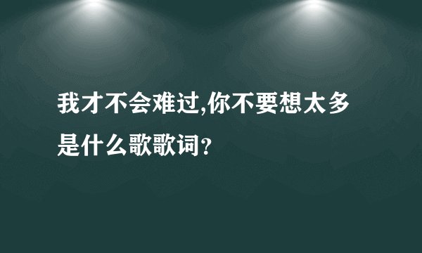 我才不会难过,你不要想太多是什么歌歌词?