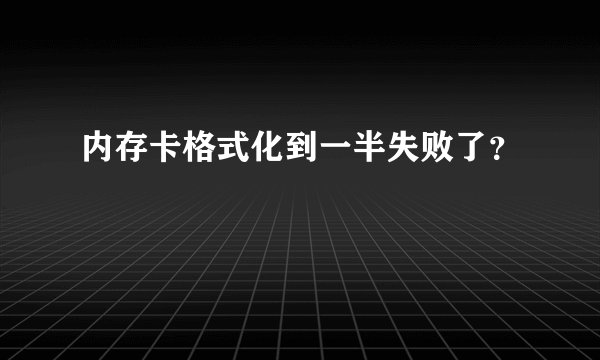 内存卡格式化到一半失败了？