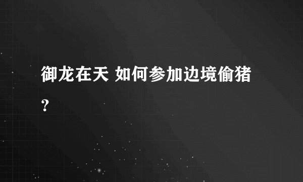 御龙在天 如何参加边境偷猪？