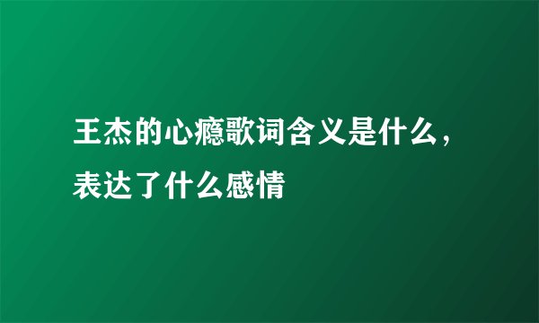 王杰的心瘾歌词含义是什么,表达了什么感情
