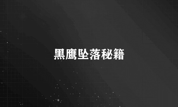 黑鹰坠落秘籍