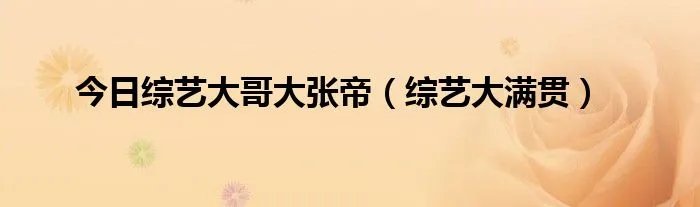 今日综艺大哥大张帝（综艺大满贯）