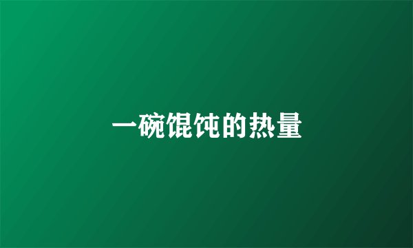 一碗馄饨的热量