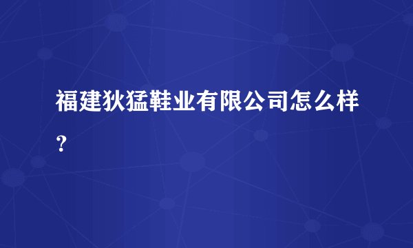 福建狄猛鞋业有限公司怎么样？
