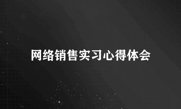 网络销售实习心得体会