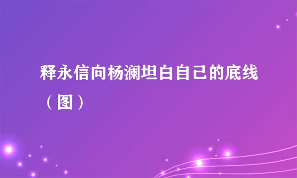 释永信向杨澜坦白自己的底线（图）