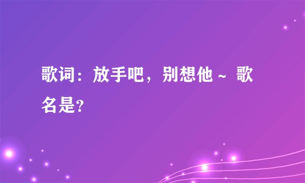 歌词：放手吧，别想他～ 歌名是？