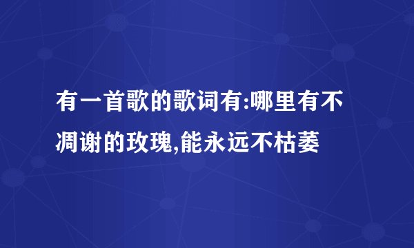 有一首歌的歌词有:哪里有不凋谢的玫瑰,能永远不枯萎